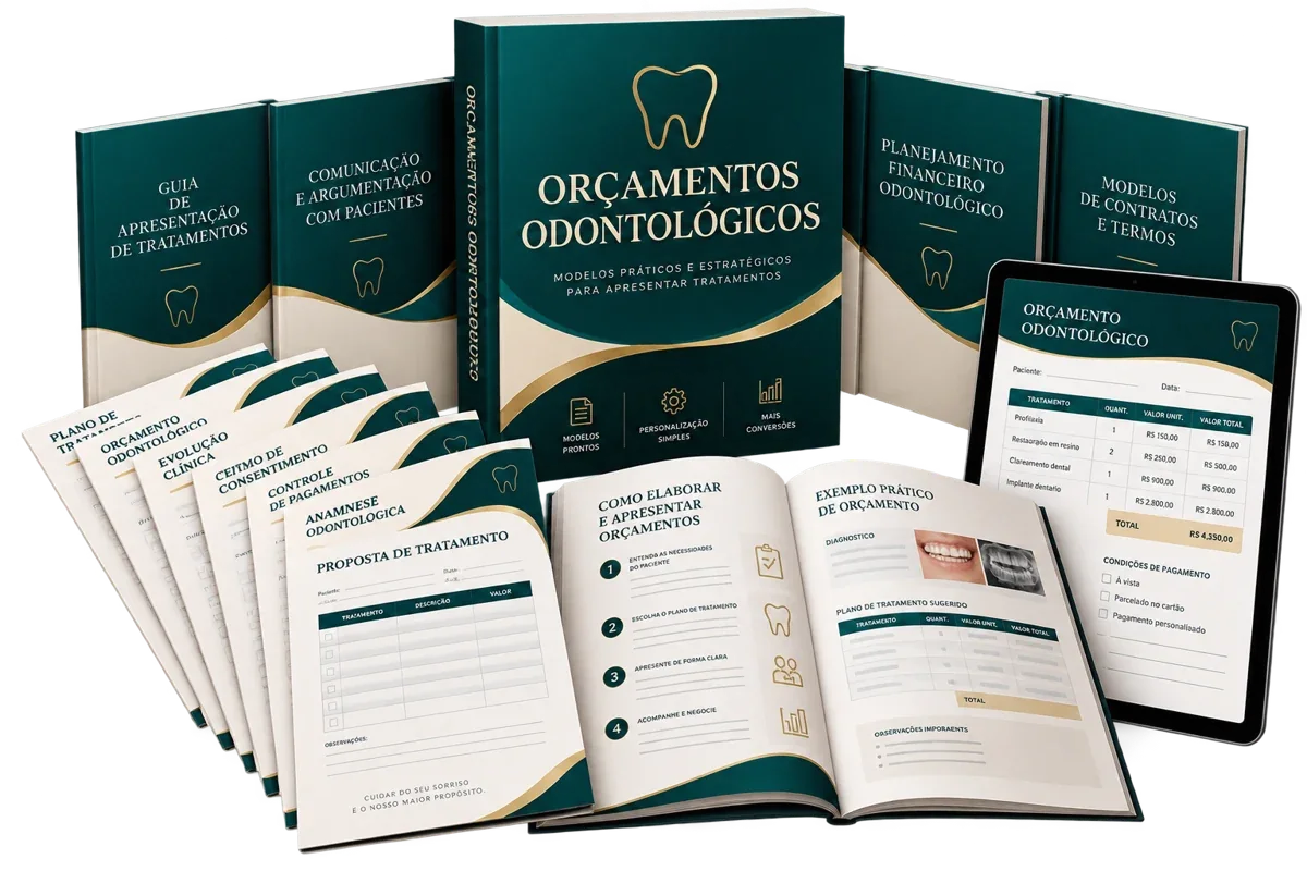 Mockup do kit Orçamentos Odontológicos