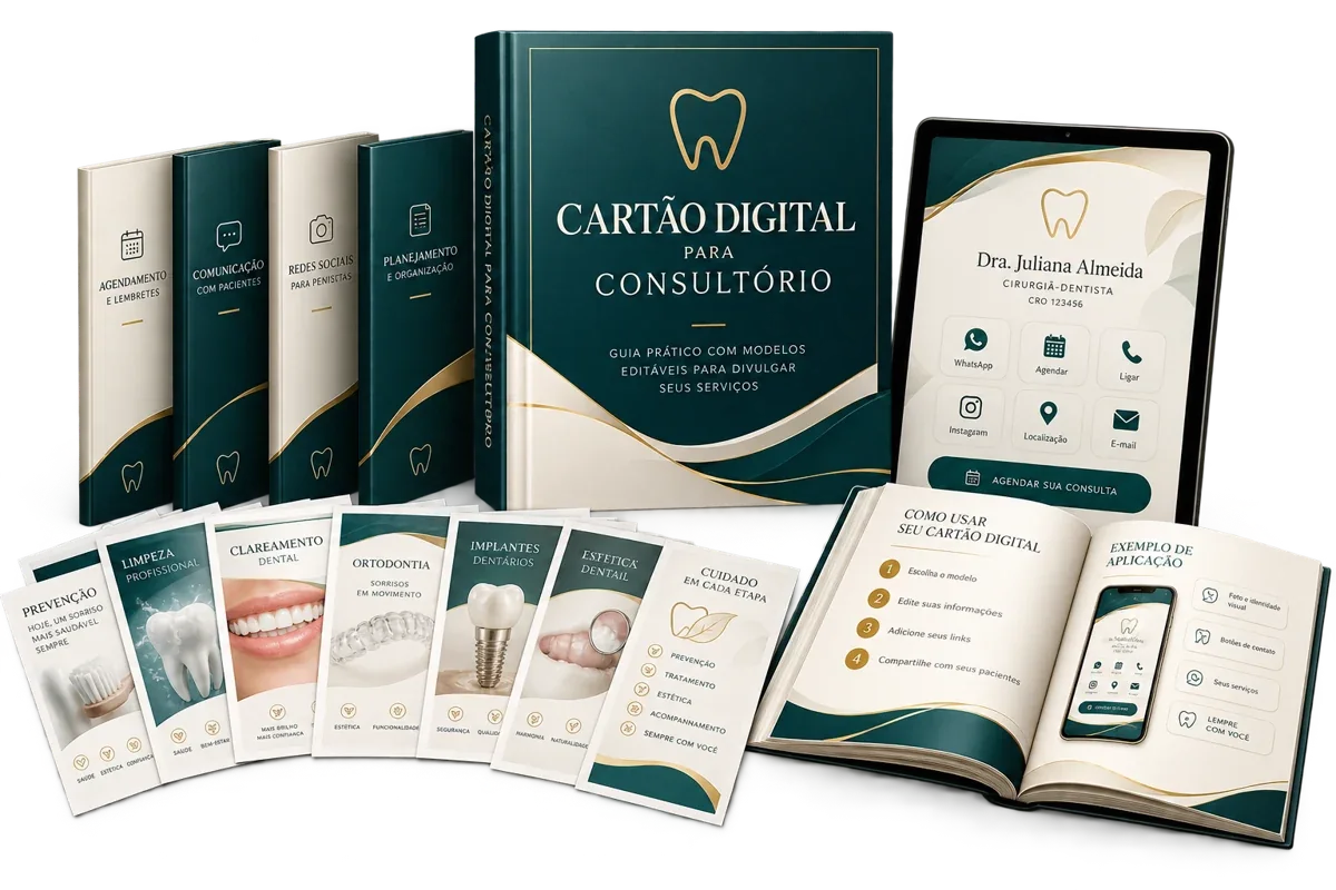 Mockup do kit Cartão Digital para Consultório